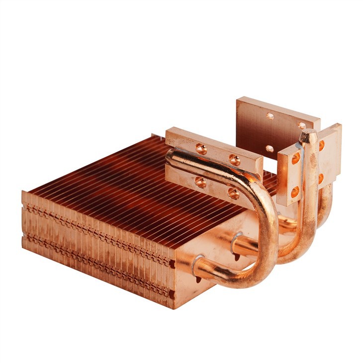 Copper Zipper Fin CPU Radiator With Heat Pipes